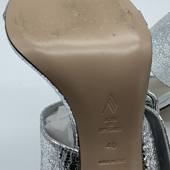 ATTICO Ester Crackled Metallic-leather Mules In Silver - Picture 11 of 16